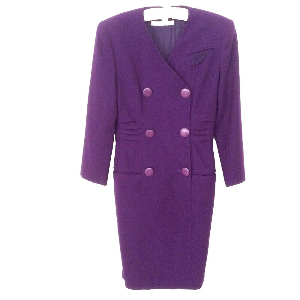 Tahari Purple Long Sleeve Dress